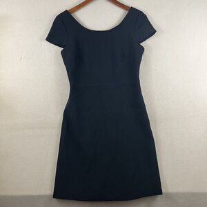 Diane Von Furstenberg Mini Dress Sz 4 Black Monica Back Pleated Short Sleeve